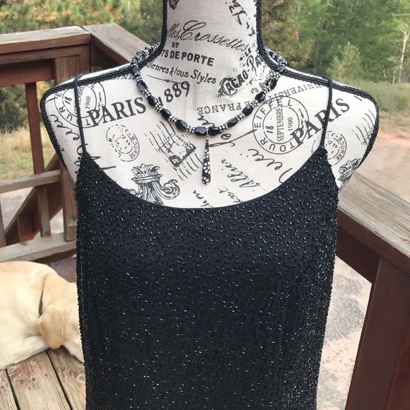 Sparkling Marina Black Beaded Party Dress Size 14 - Picture 10 of 12